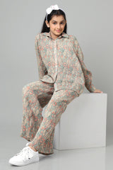 Vintage Paisley Pleated Co-ord Set For Girls