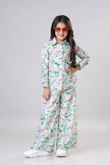 Indo Era Floral Print Shirt Pant Co-Ord Set For Girls