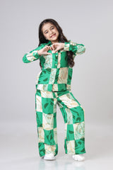 Checked Casual Shirt And Pant Co-Ord Set For Girls