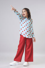 Polka Shirt Trouser Co-Ord Set For Girls