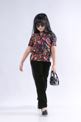Designer Velvet Shirt And Pant Co-Ord Set For Girls