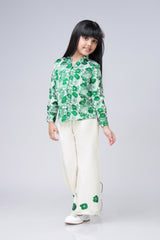 Stylish Floral Shirt And Pant Co-Ord Set For Girls