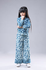 Seamless Royal Floral Shirt And Pant Co-Ord Set For Girls