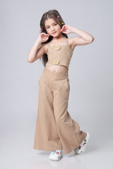 Embroiery Thread Work Top And Pant Co-Ord Set For Girls