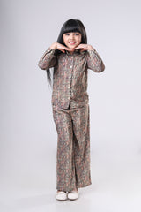 Seamless Paisley Printed Velvet Co-Ord Sets For Girls