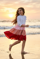 Girls Colourblock Ruffled A-Line Shirt Dress