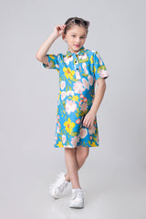 Bestselling Floral Printed Polo Dress For Girls