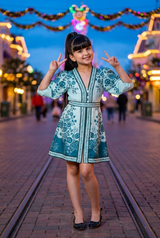 Retro Style Ethnic Motifs A-Line Midi Girls Dress