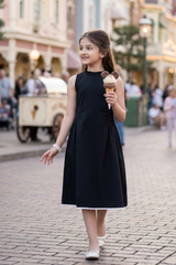 Everyday Black A-Line Cotton Girls Dress - Lightweight, Chic And Versatile