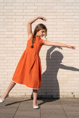 Everyday Orange A-Line Cotton Girls Dress - Lightweight, Chic And Versatile