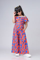 Stylish Off Shoulder Red Jumpsuit For Girls