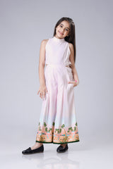 Blooming Round Neck Side Waist Cut Out Slaycation Jumpsuit For Girls