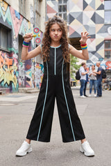 Miss This, Miss the Look - Wide Leg Contrast Piping Jumpsuit For Girls