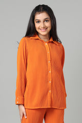 Exclusive Apricot Pleated Shirt For Girls