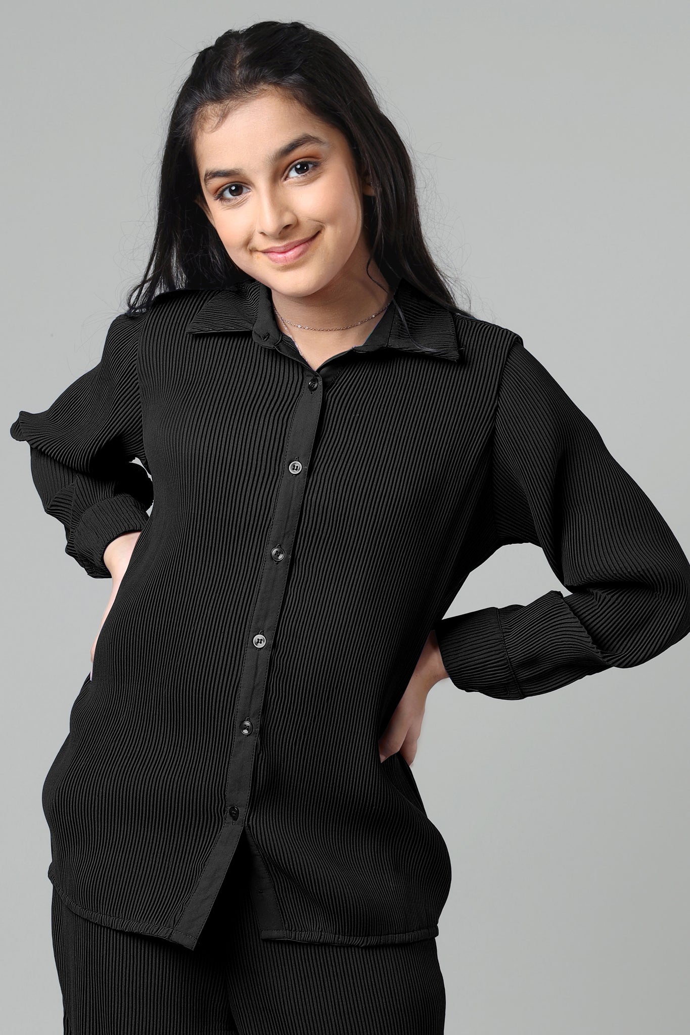 Exclusive Black Pleated Shirt For Girls