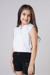 V-Neck Sleevesless Tie-Up Detail Wrap Top For Girls