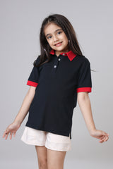Signature Girls Navy Blue Polo T-Shirt