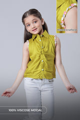 Exclusive Girls Pearl And Shell Hand Embellish Work Top