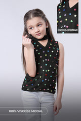 Exclusive Girls Stone And Pearl Hand Embellish Work Top