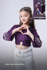 Exclusive Girls Stone And Pearl Hand Embellish Work Top