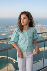 Summer Essential Soft Cotton Girls Shirt With Thread Work