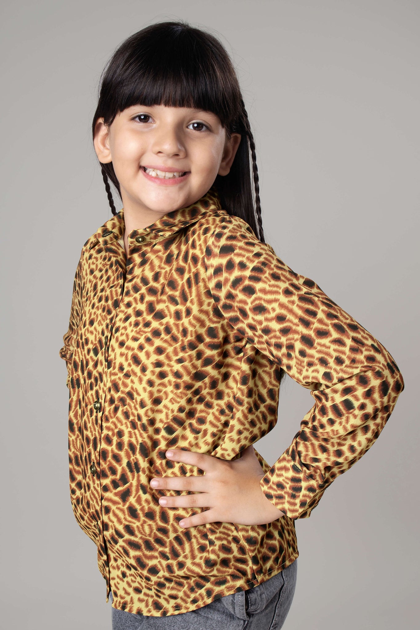 Leopard Print Casual Shirt For Girls