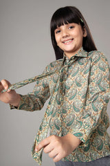 Paisley Bow Tie Casual Shirt For Girls