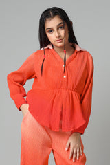 Ombre Pleated Shirt Top For For Girls