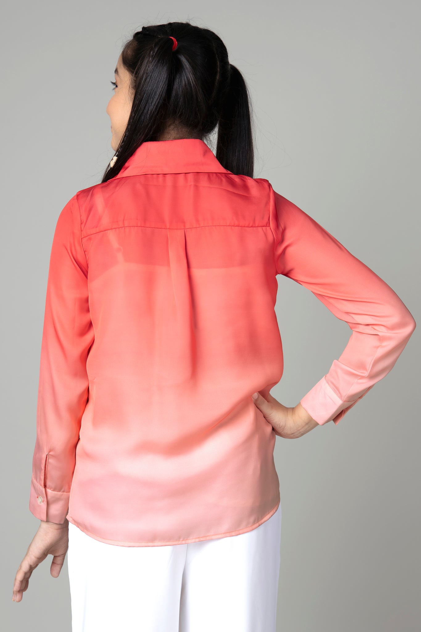 Trendy Red Ombre Shirt For Girls