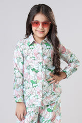 Floral Printed Spread Collar Casual Shirt For Girls