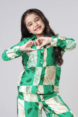 Women Green Regular Fit Checked Casual Shirt For Girls