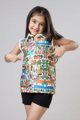 The Graphic Edition: Sleeveless Polo T-Shirt For Girls
