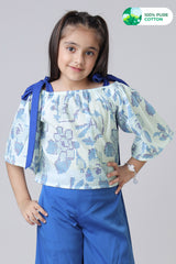 LilPicks Girls Geometric Floral Strappy Cotton Top