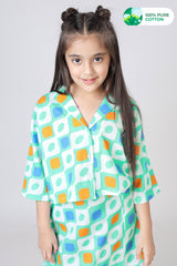 LilPicks Girls Geometric Collar Shirt