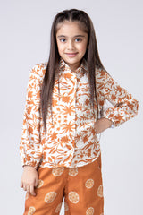 Traditional Floral Collar Neck Shirt For Girls