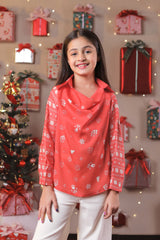 XmasGlow Trendy Cowl Neck Girls Top