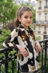 Kynara Pleated Girls Shirt - Abstract Luxe Drop