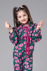 Tie-Up Detail Girls  Floral Top - Modern Feminine Look