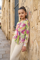 Florixa Pleated Girls Shirt - Bloom Flow Edition