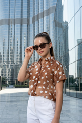 Cocoa Dot Girls Shirt - Minimal Print, Maximum Style