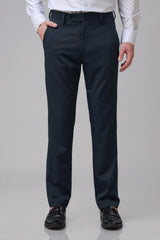 Men Navy Blue Reguler Fit Formal Trouser
