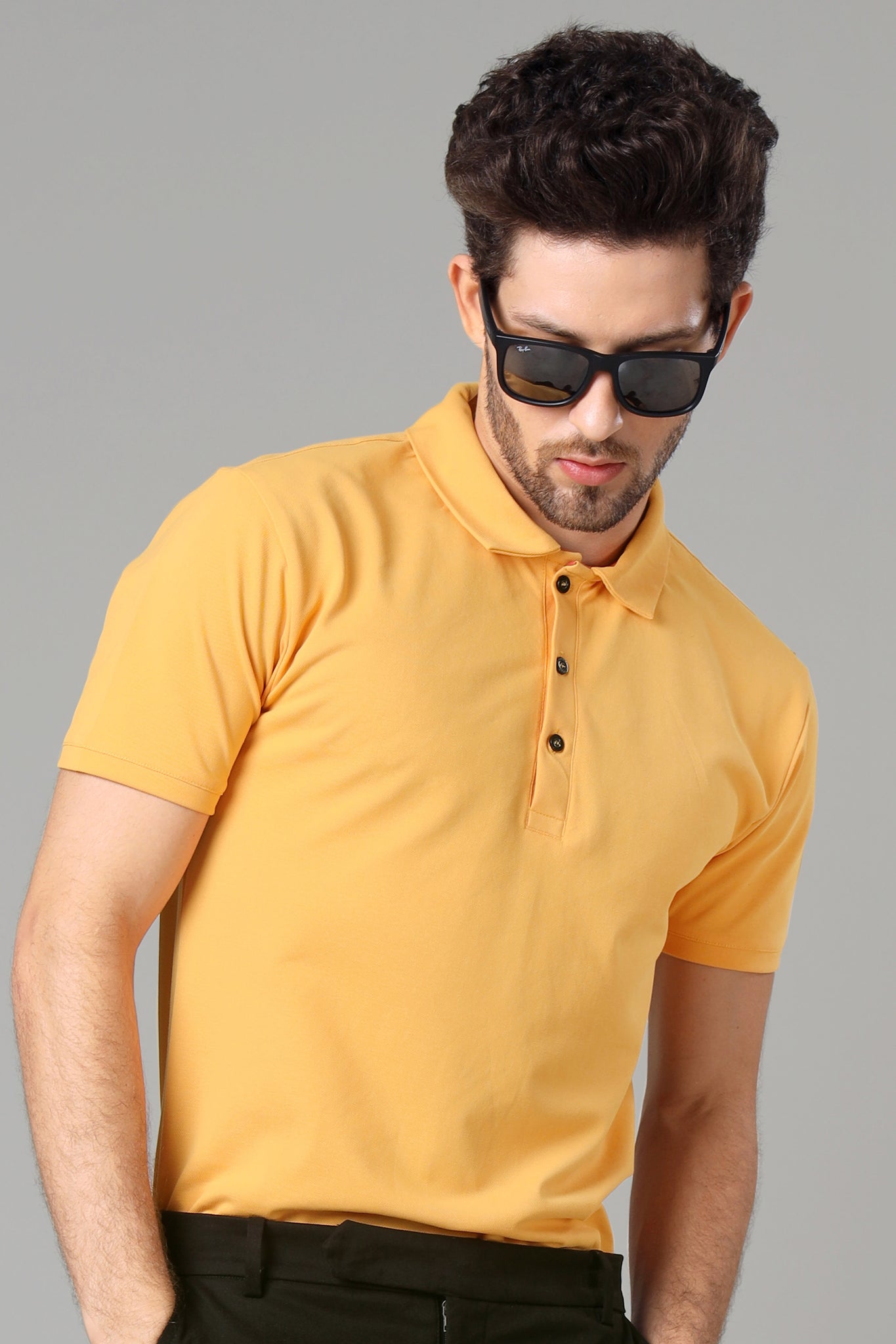 Exclusive Golden Yellow Polo T-Shirt For Men