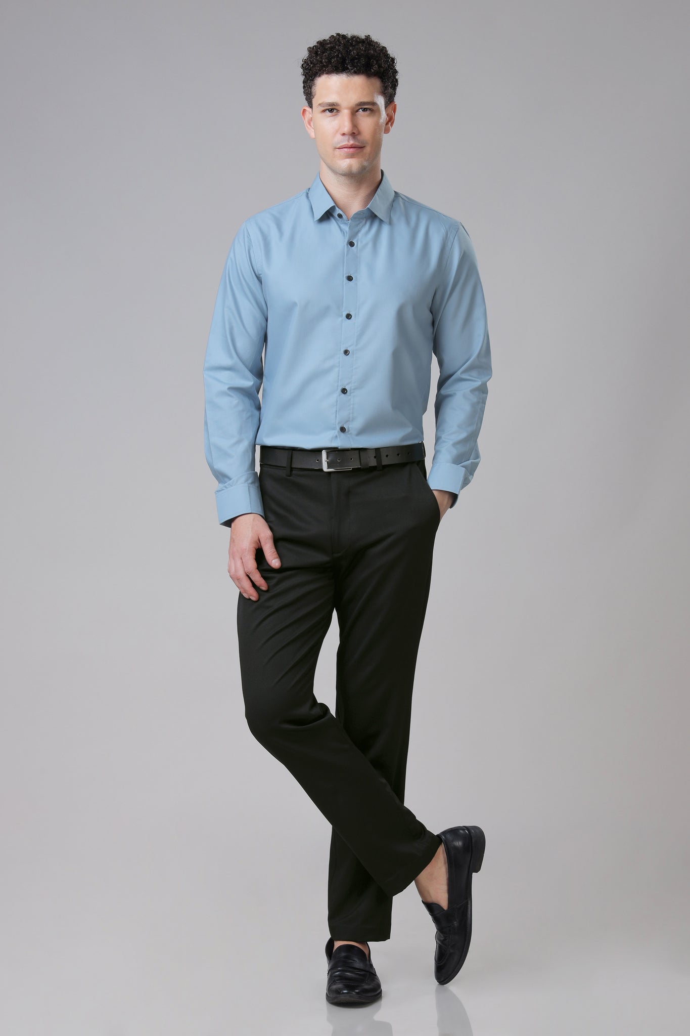 Steel Blue Regular Fit Formal Shirts For Men –