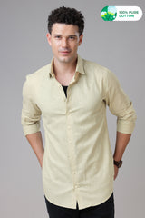 Beige Reguler Fit Formal Blend Cotton Linen Shirts For Men