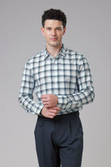 Men Tailored Fit Checked Cotton Casual Shirt