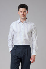 Men Tailored Fit Striped Cotton Casual Shirt