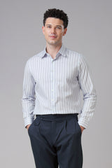 Men Tailored Fit Striped Cotton Casual Shirt