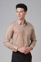 Men Tailored Fit Checked Cotton Casual Shirt