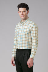 Men Tailored Fit Checked Cotton Casual Shirt