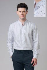Men Tailored Fit Mandarin Collar Casual Shirt